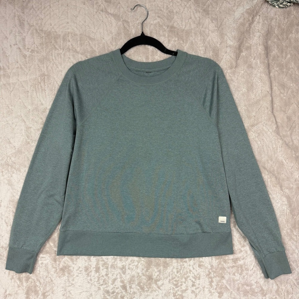 Vuori Womens Halo Essential Crewneck Sweatshirt Sage Green Heather Small